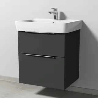 Sanipa 3way Waschtischunterbau zu Geberit Renova Plan Waschtisch mit 2 Auszügen, Graphit-Matt UP8751B