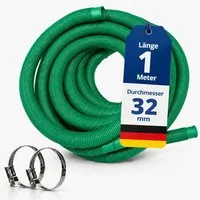 HAF Poolschlauch Schwimmbadschlauch Poolschlauch Solarschlauch Grün Ø 32mm 1 Meter, Schlauch "Made in Germany" mit Trennmuffen, inkl. 2 Schlauchschellen aus Edelstahl (25-40mm)