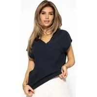 SASSYCLASSY Kurzarmshirt Musselin Shirt Damen kurz mit V-Ausschnitt Elegant Lockere ärmellose Top mit Teilungsnaht aus Baumwolle Schwarz Weiß Rosa