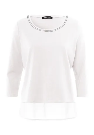 FRANK WALDER - Shirt ELEMENTS mit Chiffon-Saum ecru - Gr. - 40