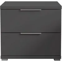 Schlafkontor Nachtkommode Smilla Nachttisch, Nachtkonsole mit Schubkästen, Korpus melaminbeschichtet, silberfarbige oder schwarze Griffe
