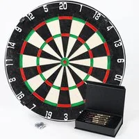 Sportisfaction Spiel Dartscheibe Set 45 cm aus Sisal mit 6 Pfeilen & Anspitzer, Verstellbarer Nummernring Für Anfänger & Profis · Steeldart-Standard