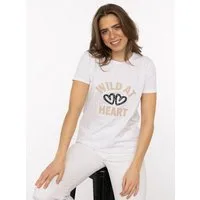 Zwillingsherz T-Shirt "Leo Herzen" leo Herzen, gestickter Schriftzug, Rundhals, kurzarm