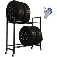 PROREGAL® Schwerlastregal Reifenregal Räderregal Garagenregal CARRERO für 4-8 Reifen Schwarz, Reifenschonnende Lagerung Winterregien Sommerreifen Allwetterreifen