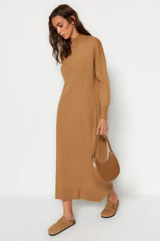 Graue, einfarbige, lange, lässige, normal geschnittene, modische Kleider für Damen