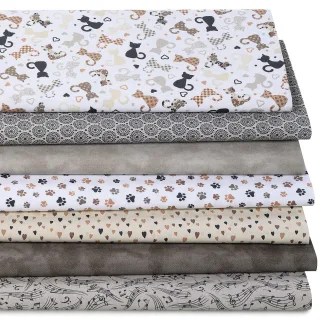Patchwork- und Quiltpaket "Katzen", braun-color