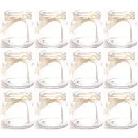 Annastore Teelichthalter 12 x Teelichtgläser Wilmar H 7 cm für kleine Teelichter (kleine Windlichter aus Glas für die Tischdeko)