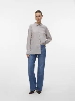 VERO MODA - VMLINN LS SHIRT WVN NOOS moon rock - Gr. - L