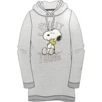 United Labels® Kapuzenpullover PEANUT Snoopy Kapuzenpullover lang Sweatshirt Sweatkleid Grau Gr. M