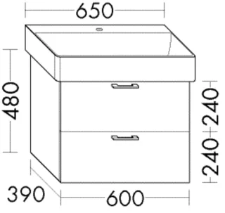 Burgbad Waschtischunterschrank Sys30 PG1 Aqua 480x600x390 Eiche Dekor Merino, WVNI060F2813 WVNI060F2813