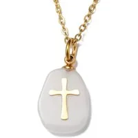 Firetti Kette mit Anhänger Schmuck Geschenk Kreuz, Made in Germany - mit Rosenquarz, Quarz oder Amethyst