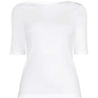 Supima-Shirt aus Baumwolle mit U-Boot-Ausschnitt in Petite-Größe für Damen, Damen, size: petite, Blau, Baumwolle, by Lands' End