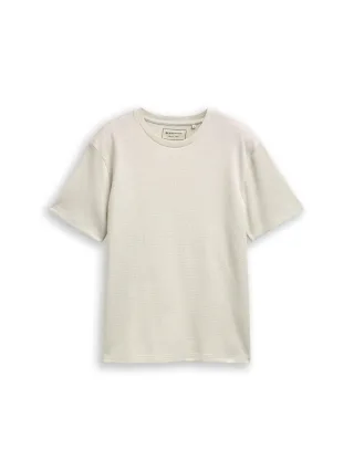 Denim Tom Tailor - T-Shirt mit Waffelstruktur greyish white - Gr. - S