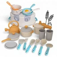 alldoro Spiel-Kochgeschirr Großes Kochset mit Herd & Geschirr für die Kinderküche, 22-teilig, (22-tlg), Küchenspielzeug-Set für Kinder ab 3, mit Töpfen, Pfannen & Geschirr