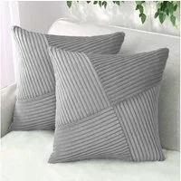Amilian Dekokissen Sofakissen 40x40 2er Set mit Füllung und Bezug - Cord-Optik, Reißverschluss, formstabil, 2 Stück