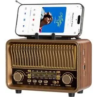 Toomoke Radio, Vintage AM/FM-Super-Weitband-Radio mit Bluetooth 5.4 Radio (Tragbares 5-in-1 Bluetooth-Lautsprecher-Radio)