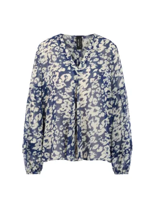 Marc Cain Collections - Weite Bluse mit Animal Print midnight sail - Gr. - 42