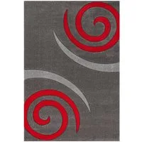 Vimoda Frisé-Teppich Konturenschnitt aus Hand, Rechteckig, Höhe: 13 mm, spiral zeichnung,dicht,dick,Wohnzimmer Teppich,Kurzflor,Rot