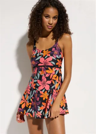 bonprix Badekleid schnelltrocknend, schwarz, Gr.46, Badekleid mit integriertem Badeanzug
