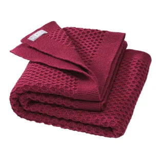 Disana Merino Schurwoll Waben-Strickdecke 80x100 cm cassis