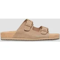 s.Oliver Pantoletten Slipper Echtleder-Sandalen mit dekorativen Details