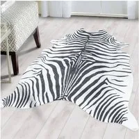 SIMPEX24 Teppich Tigerfell imitat, Rechteckig, Höhe: 7 mm, Fellteppich Kuhfell Tigerfell Imitat Digitaldruck Waschbar Rutschfest