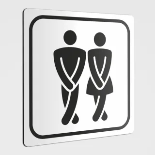 WC Hinweisschild 2,Damen Herren WC Schild-Aufkleber weiß 12 x 12 cm