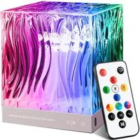 Futicare Nachtlicht LED Northern Lights Projektor, Tischlampe Kristall, 18 Farben Aurora Licht, 162 Modi, Dimmbar, Mit Fernbedienung & Timer, Schlafzimmer Deko Lampe