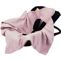 BabyLux Babyschale Einschlagdecke Babyschale Autositz Babydecke 80x80 cm aus Musselin, Rosa_80x80