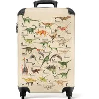 NoBoringSuitcases.com© Kinderkoffer Alphabet - Dino - Retro - Jungen 55x35x20cm, 4 Rollen, Handgepäck Koffer, Hartschalenkoffer Kinder, Reisekoffer Jungen