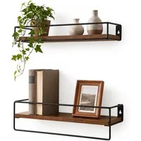 relaxdays Wandregal 2er Set, 2-tlg., Vintagebraun