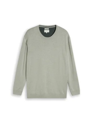 Tom Tailor - Plus Size - Strickpullover mit Logo Stickerei iron mint melange - Gr. - 4XL