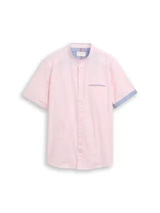 Tom Tailor - Regular Fit Kurzarmhemd mit Stehkragen red white small stripe - Gr. - XXL