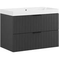 welltime Waschtisch HARMONY mit Waschbecken, Breite 60 oder 80cm, modernes Design, Schrank mit 2 Schubladen, Soft-Close-Function, Paneeloptik