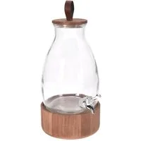 Spetebo Wasserkaraffe Getränkespender aus Glas mit Holz Ständer - 5,5 L, (Packung, 1 tlg), Wasserspender mit Zapfhahn