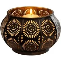 Marrakesch Orient & Mediterran Interior Teelichthalter Orientalischer Teelichthalter Sabah handgefertigt aus Metall 12 cm (1 St), Handarbeit