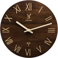Holzwerk Funkwanduhr moderne Designer Loft Funk Holz Wand Uhr (Nahezu lautloses Uhrwerk, analog, 25 cm)