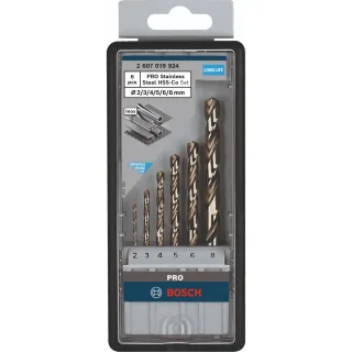 Bosch PRO Metallbohrer-Set Robust Line HSS-Co, DIN 135, 135°, 6-teilig, 2 - 8 mm - 2607019924