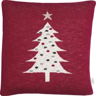 TOM TAILOR HOME Dekokissen "Knitted Red Tree" Gestrickte Kissenhülle ohne Füllung mit Weihnachtsbaum-Motiv, 1 Stück