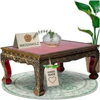 livasia Opiumtisch livasia Opiumtisch mit Goldverzierung, rot, handgefertigt, 76cmx50cm