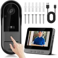 AKKEE Video-Türsprechanlage HD Smart Türklingel mit Kamera, mit Bluetooth, Kabellos (Türklingel-Set, wasserdicht)