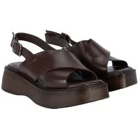 Desa DESA Damen-Keilsandalen aus Leder mit gekreuzten Riemen Sandale