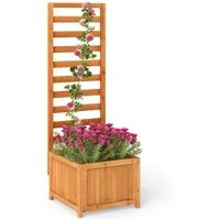 COSTWAY Blumenkasten (1 St), Hochbeet mit Rankgitter, Ablauflöchern, für Kletterpflanzen