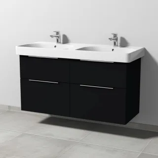Sanipa 3way Waschtischunterbau zu Geberit Smyle Square Waschtisch mit 4 Auszügen, Schwarz-Matt UF67408