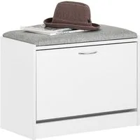 SoBuy Schuhbank FSR16, Schuhorganizer, mit gepolstertem Kissen, für Flur, Eingang, Sitzbank mit Sitzkissen Schuhregal Schuhkipper mit 1 Klappe