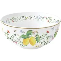 EasyLife Müslischüssel Fleurs et Citrons, Porzellan, Spülmaschinengeeignet, Mehrfarbig, Zitronen, H: 7cm