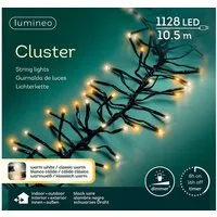 Lumineo LED-Lichterkette Lumineo Lichterkette CLUSTER 1128 LED 10,5m warm weiß + klassisch warm, Dimmbar, 8h-Timer, Indoor/Outdoor, 2 Farben