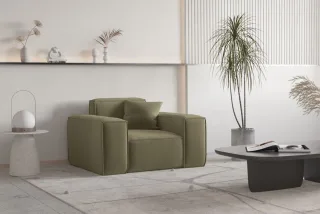 Sessel Designersessel CELES PREMIUM in Stoff Opera Velvet Olivgrün