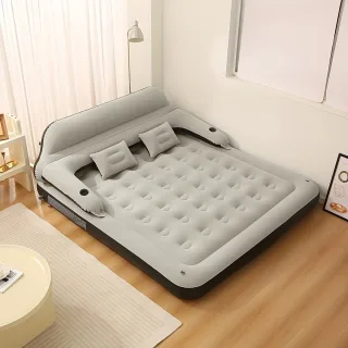 Xmund Double Inflatable Sofa Air Bed 300kg Load Capacity Detachable Backrest Flocked Surface Portable Camping Mattress f