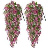 Kunstblumenstrauß 2 Stück Hängende Kunstpflanzen Lavendel, Vine Blumen, Agger, für Zuhause, Garten, Büro und Hochzeit